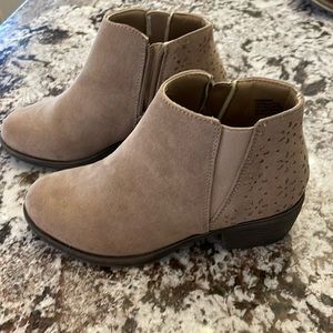Girl size 1 Tan Swede boots.  Once worn a couple of times and in great condition